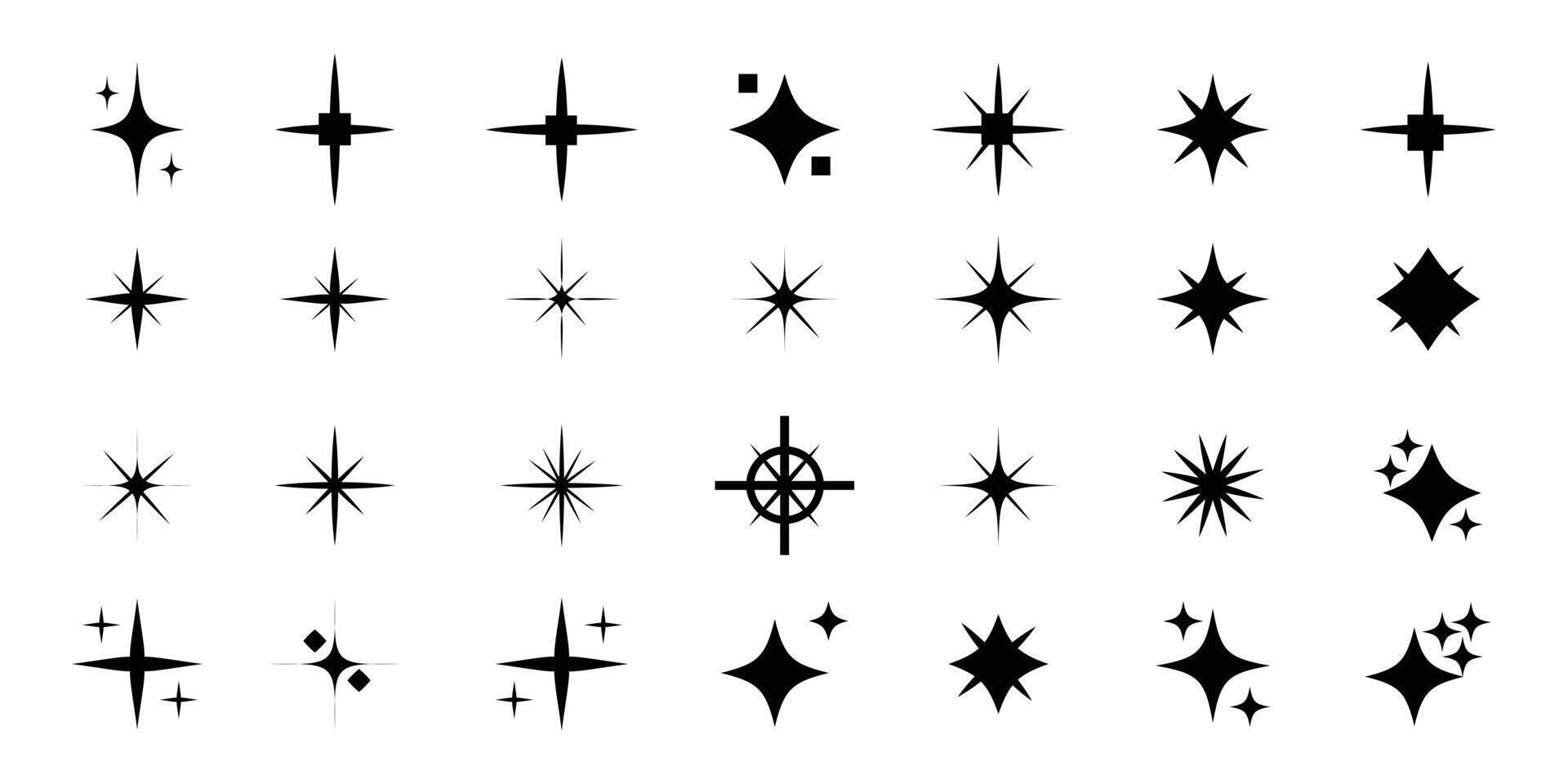 Twinkling stars. Set of sparkles star icons. Christmas stars icons on white background. Shine effect sign design. Set of star shapes. Magic symbols. vector