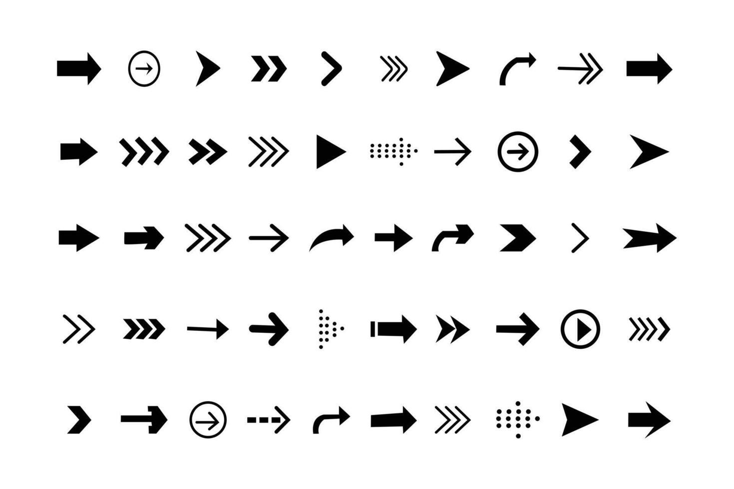 Arrows icons set. Set of different arrows or web design. Arrow icon collection isolated on white background. Arrow illustrations. vector