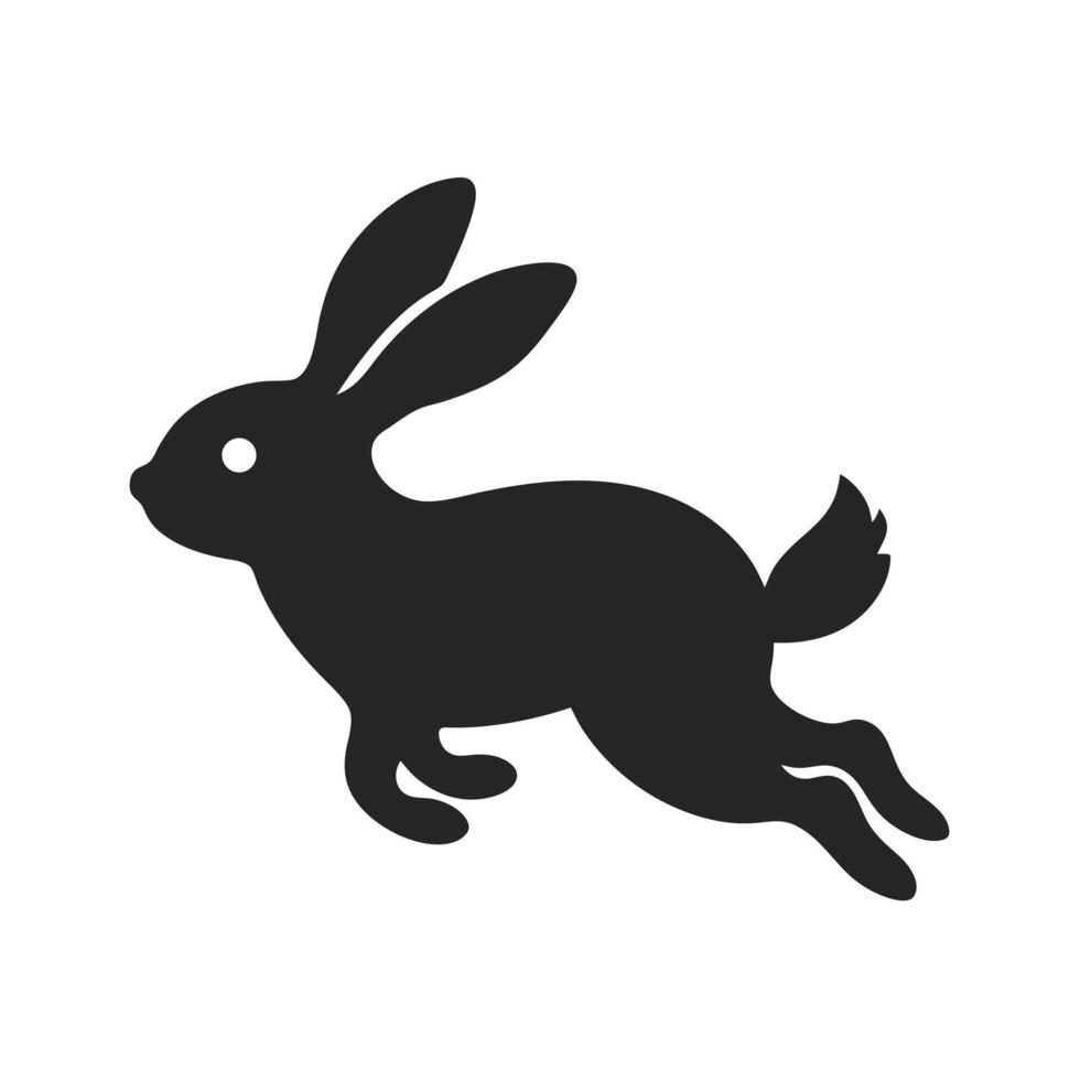 Adorable bunny mid jump silhouette vector