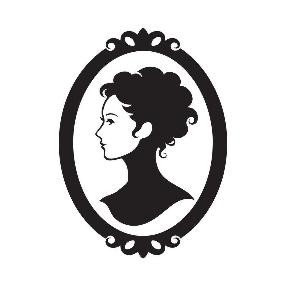 Cameo of elegant woman in frame vector