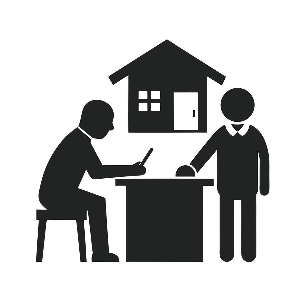 Buyer Signing Mortgage Documents Silhouette vector