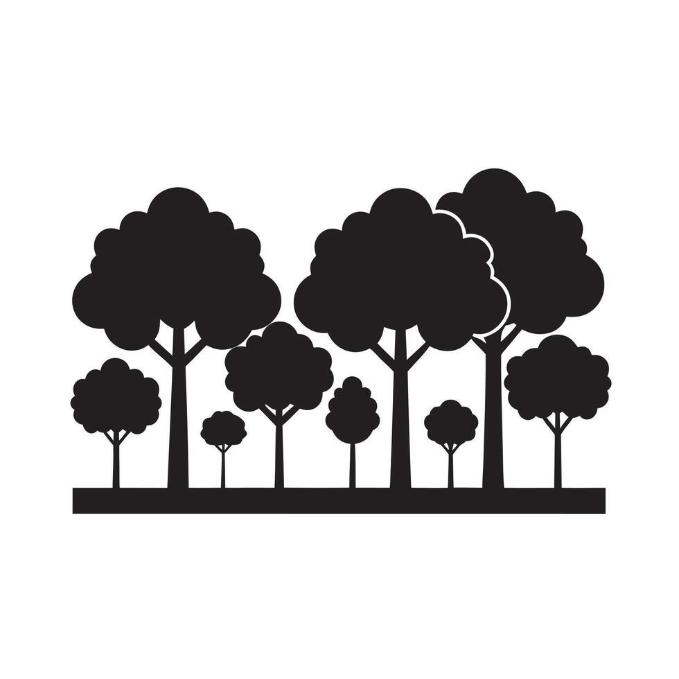 Black silhouette of tree landscape vector