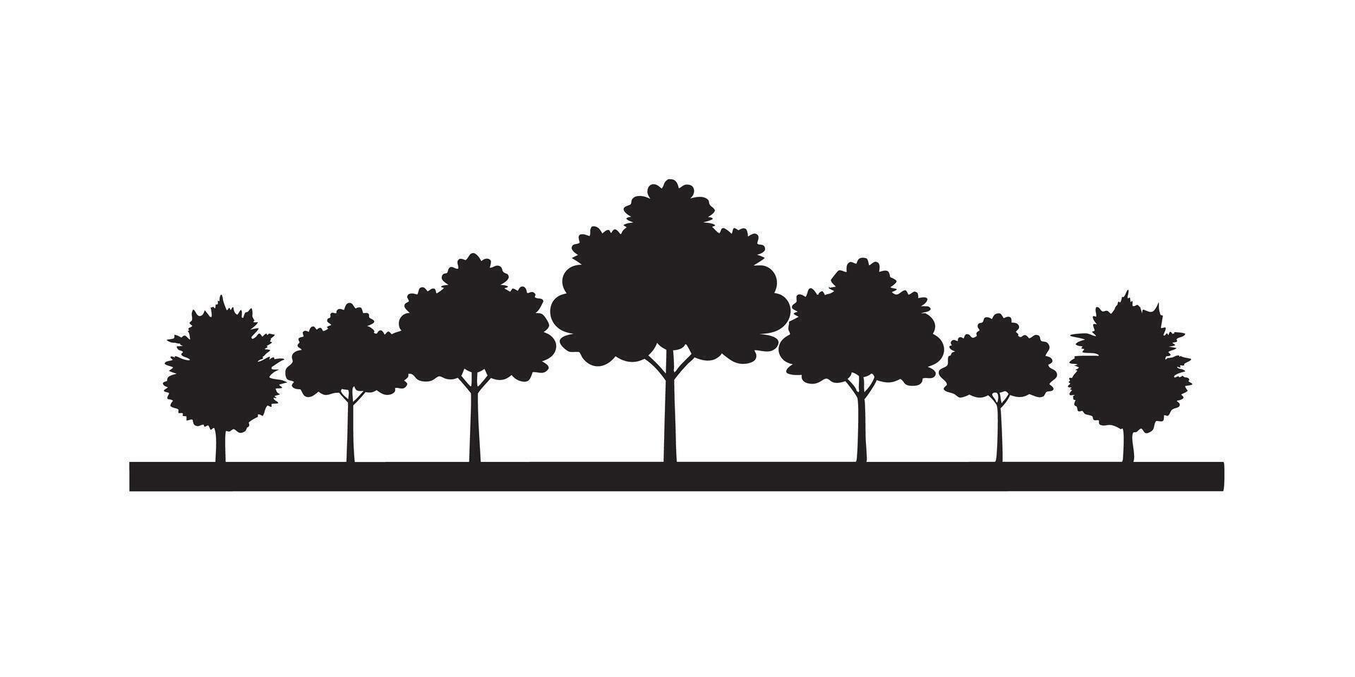 Tree line composition silhouette scene vector