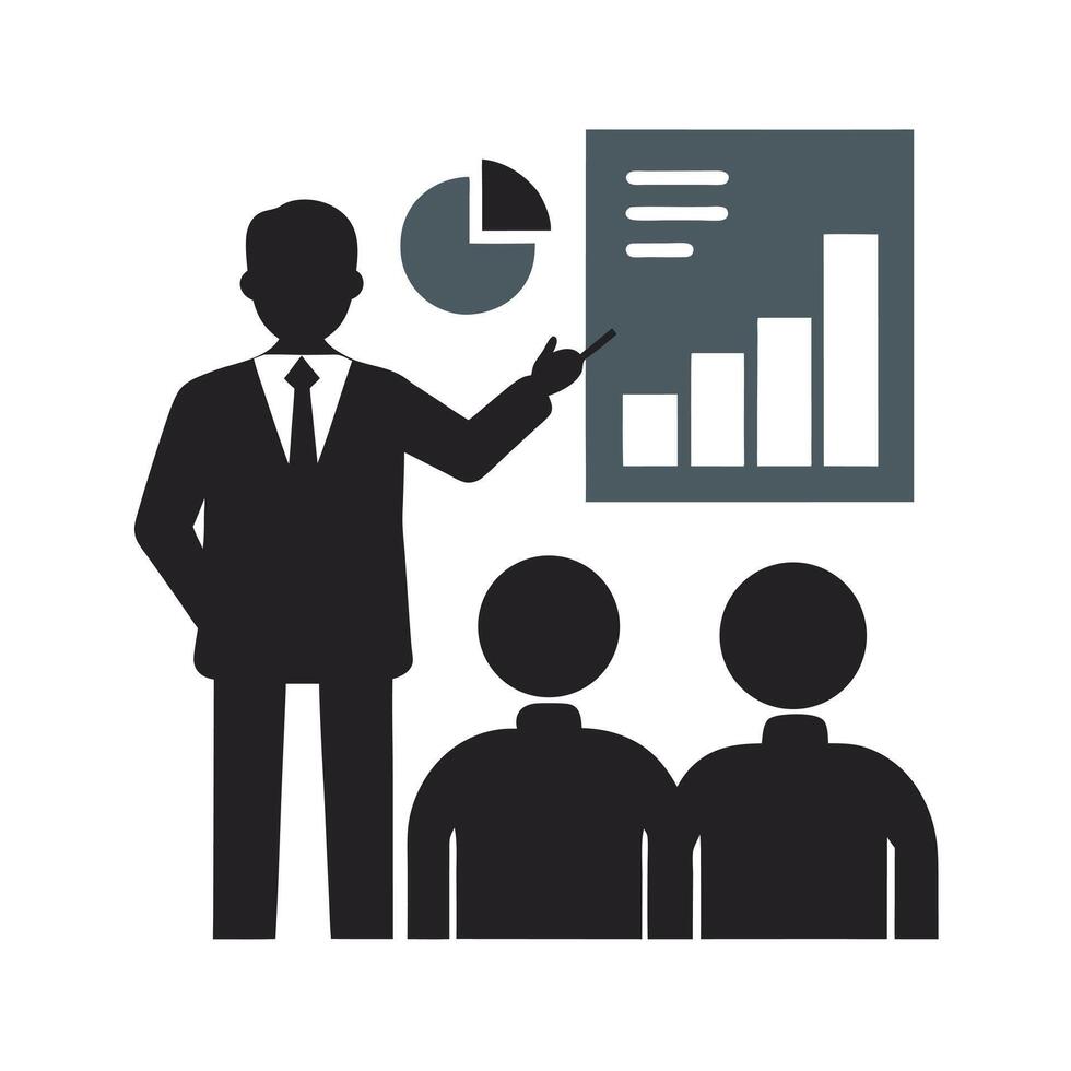 Manager Giving Business Presentation Silhouette vector