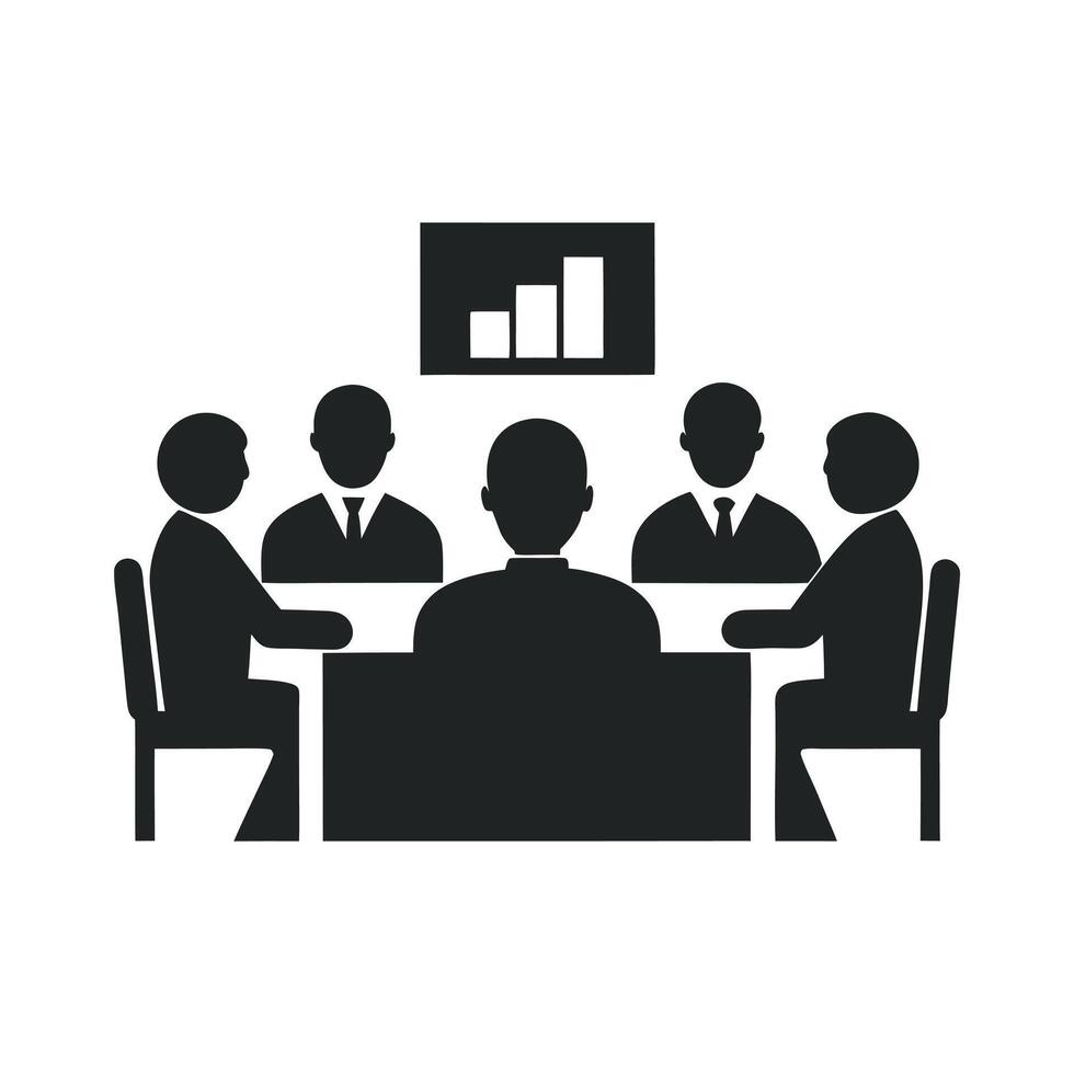 Executive Team In Conference Silhouette vector