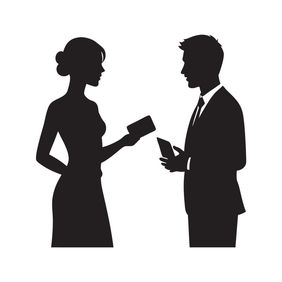 Male And Female Colleagues Silhouette Design vector