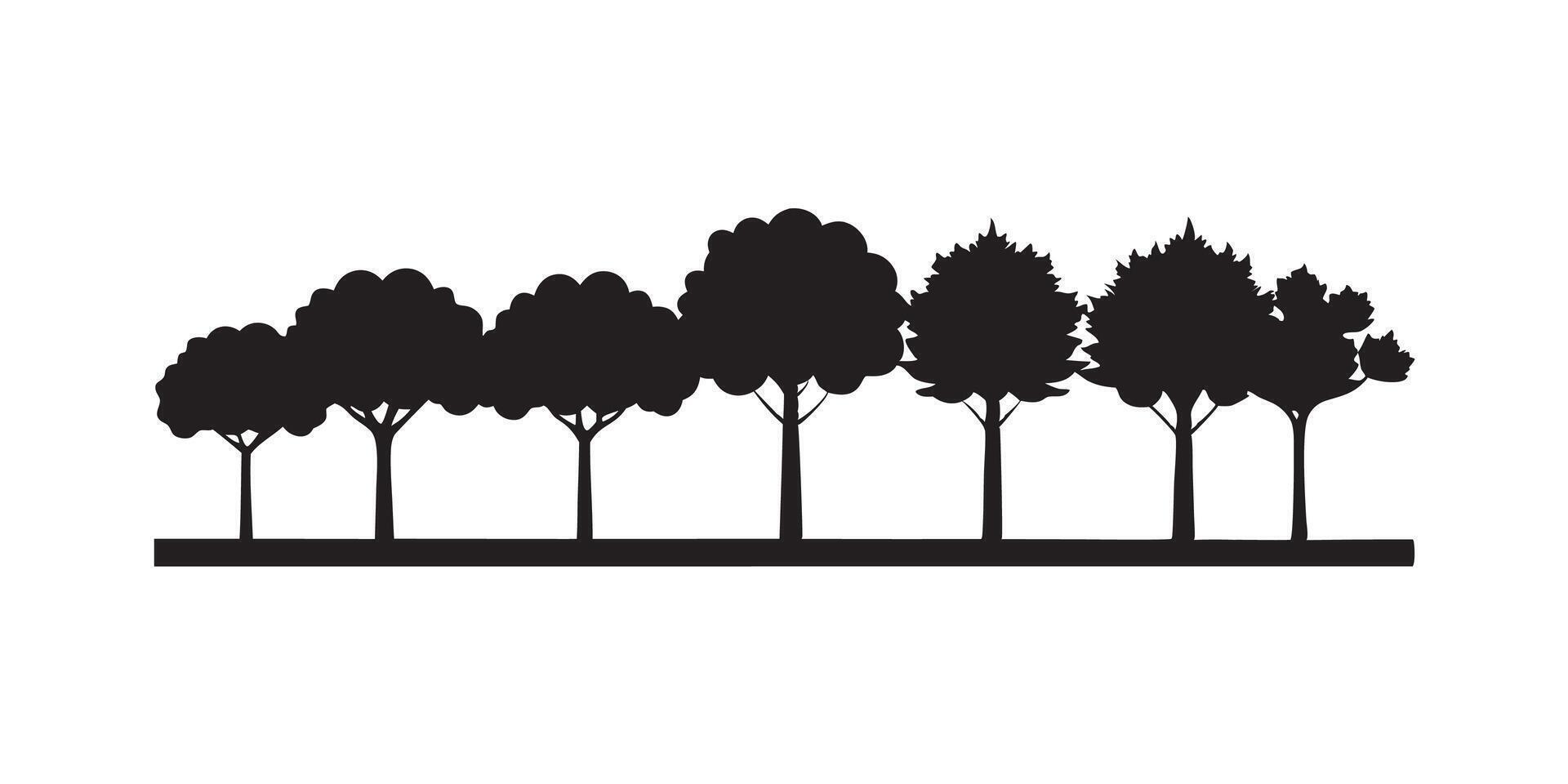 Simple tree line silhouette landscape vector