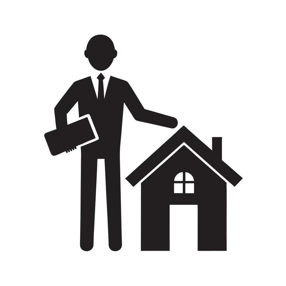 Realtor Holding Welcome Home Sign Illustration vector