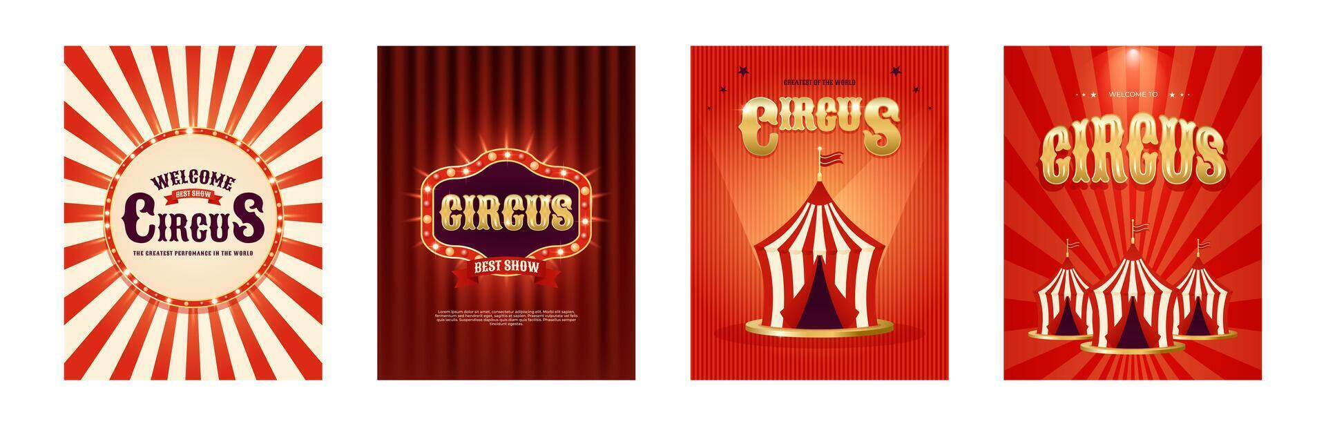 Vintage best show circus invitation poster set. Design for events, festival, carnival, party, performance, advertising and more. Retro illustration vector