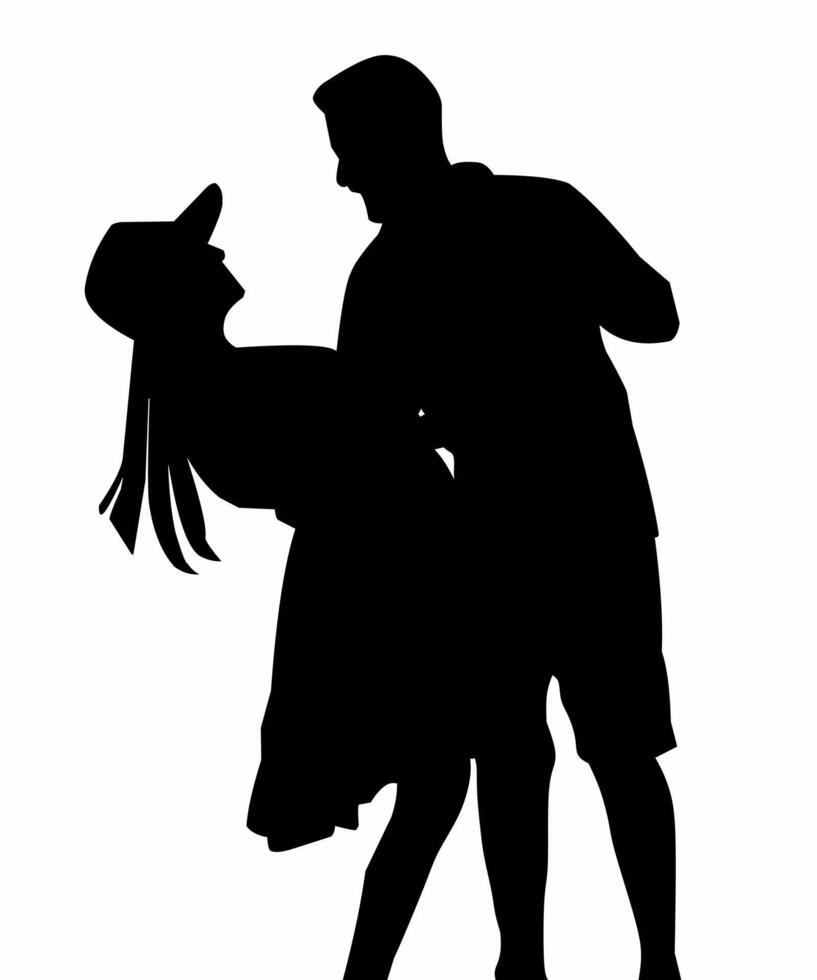 Silhouette of Happy Couple Dancing Together vector