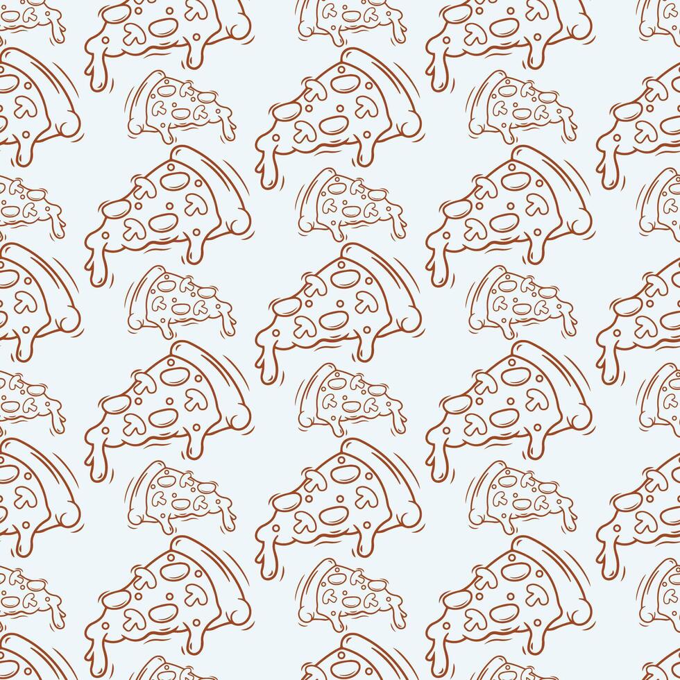 Hand Drawn Pizza Seamless Pattern vector