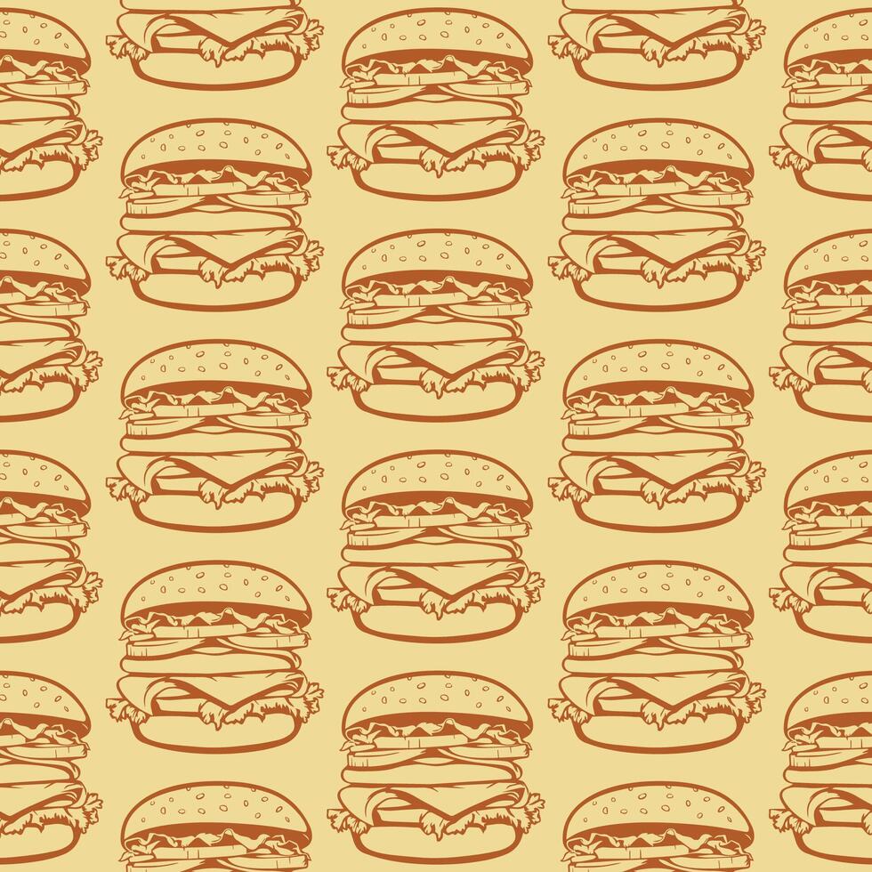 Tasty Cheeseburger Seamless Pattern Background vector