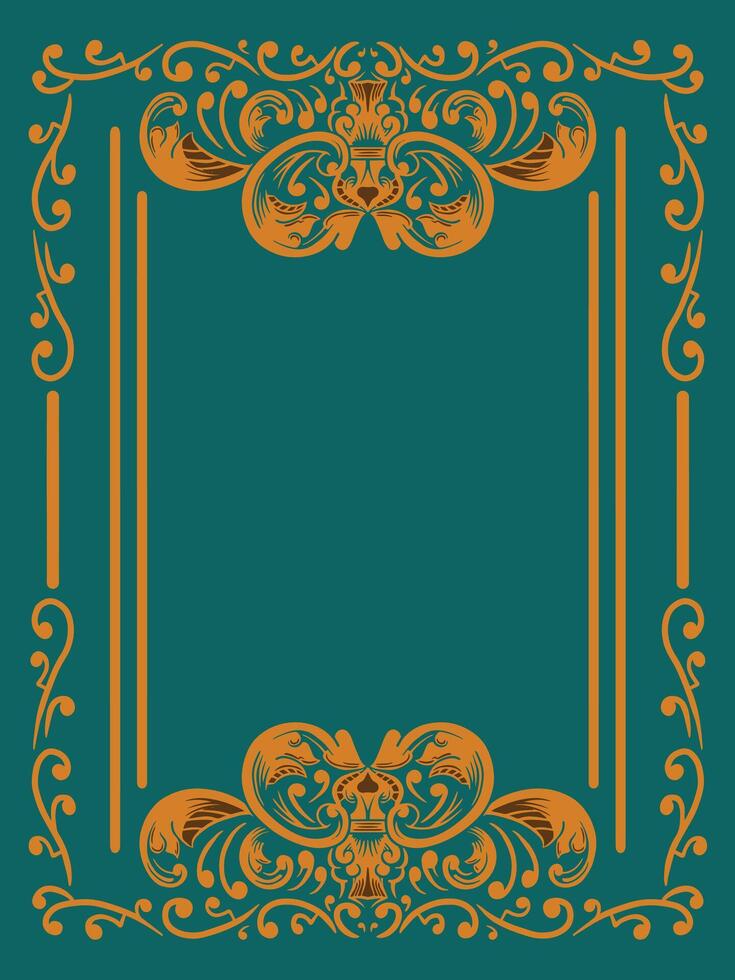 Engraving Style Frame with Ornamental Swirls vector