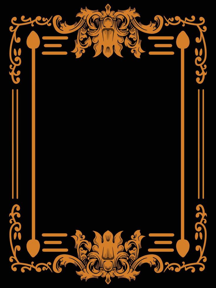 Fine Line Frame Border with Ornamental Features vector