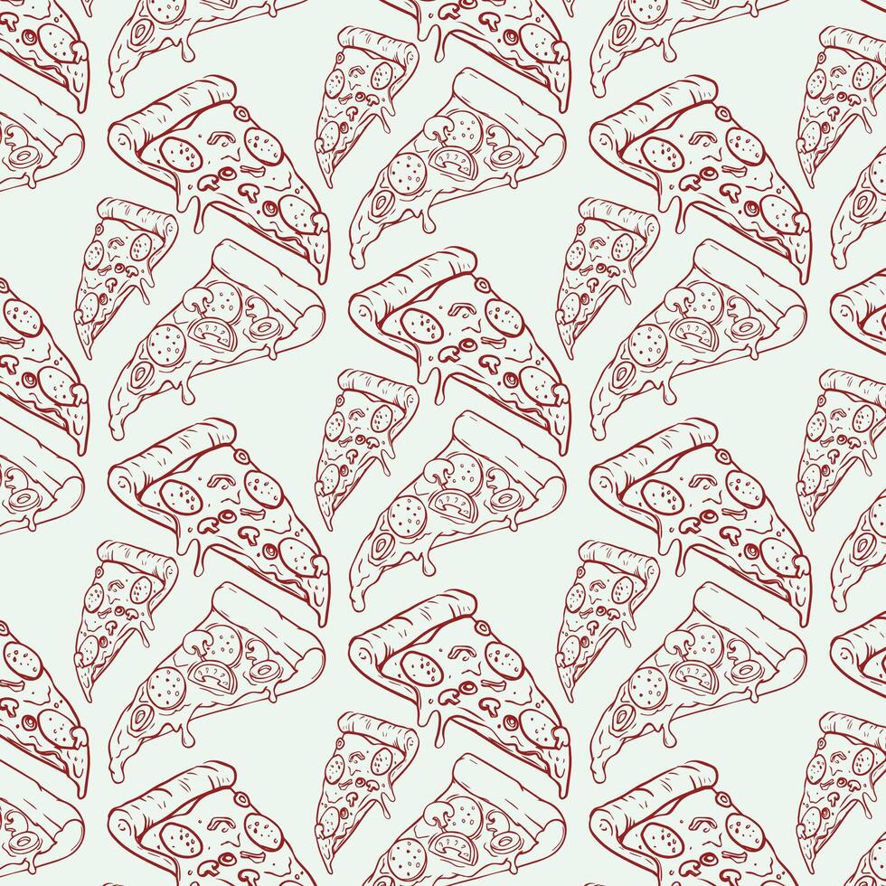 Doodle Pizza Seamless Background vector