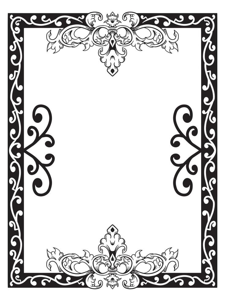 Certificate Frame in Engraved Outline Style vector