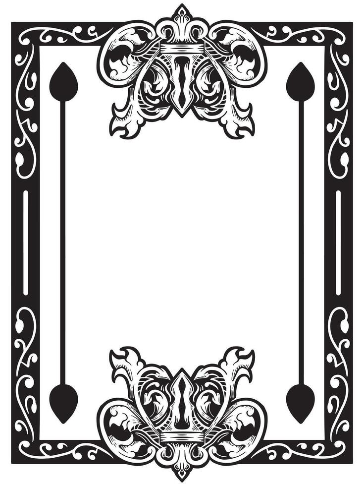 Royal Style Frame in Engraving Outline vector
