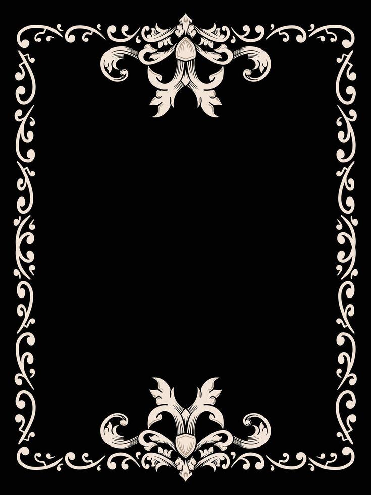 Romantic Label with Ornamental Frame Drawing vector