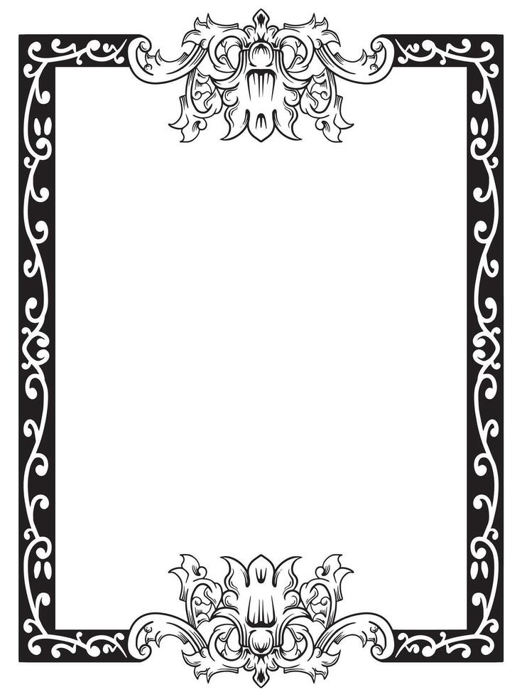 Artistic Scroll Frame in Monochrome Ink vector
