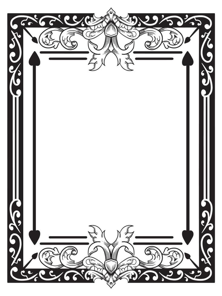 Square Ornamental Frame with Flourish Corners vector