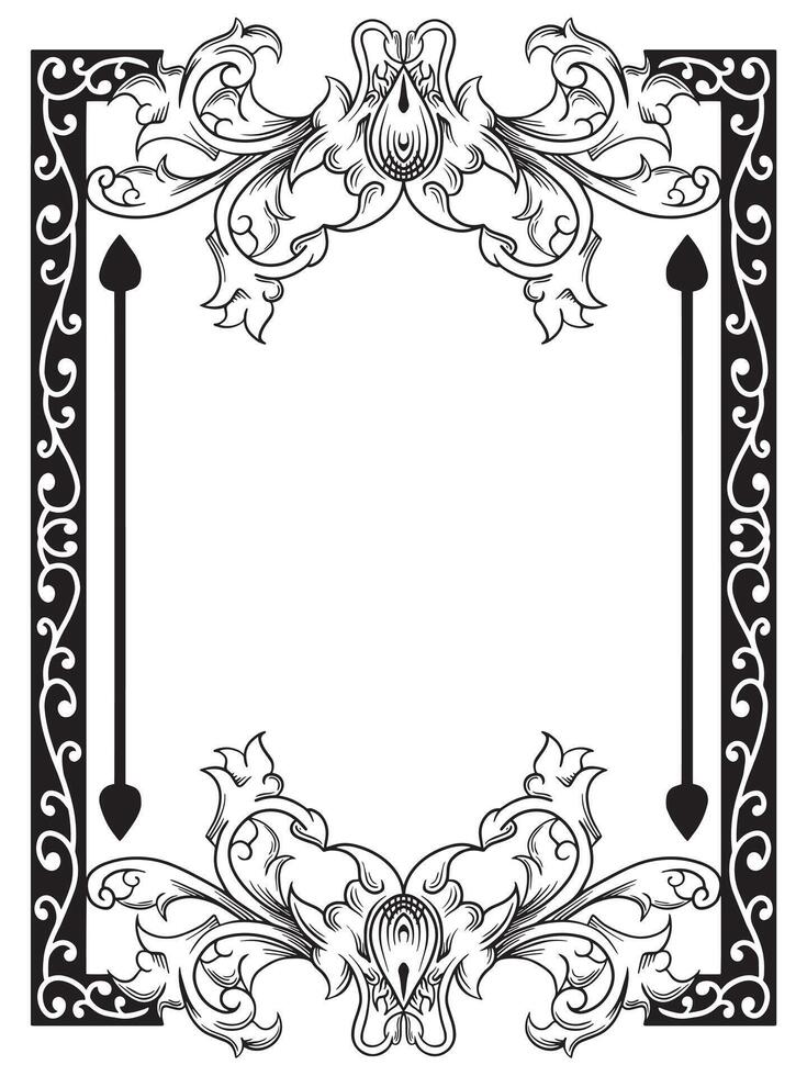 Outline Ornamental Frame with Swirl Motifs vector