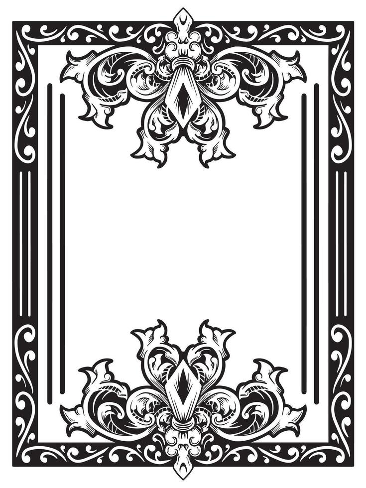 Thin Swirl Outline Frame with Ornamental Style vector