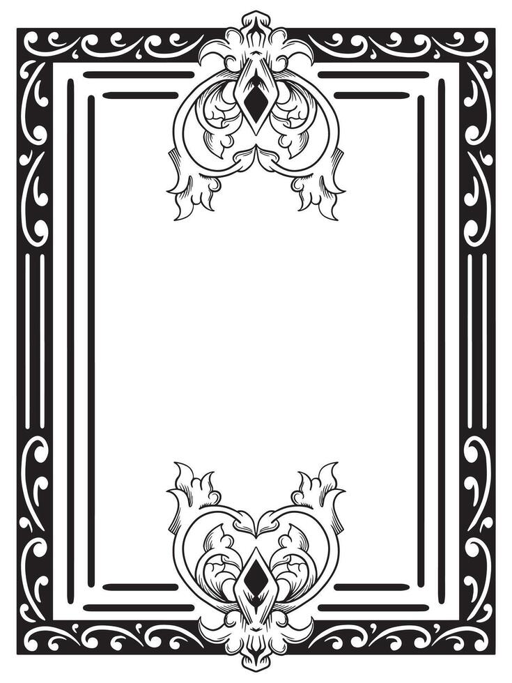 Vintage Ornament Frame with Outline Drawing vector
