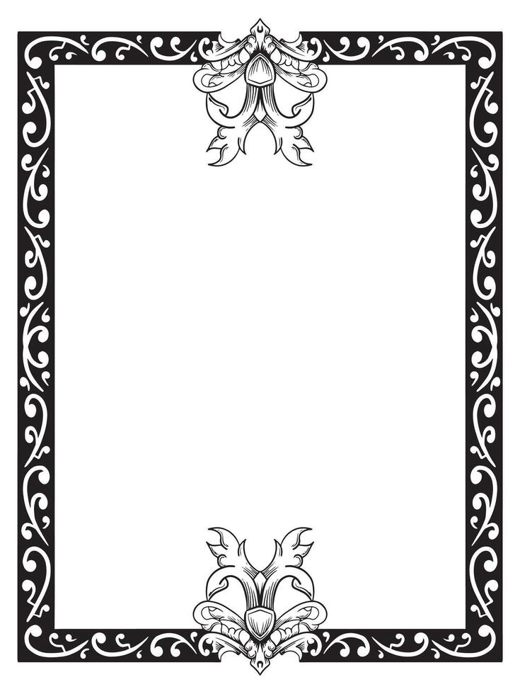 Hand Drawn Ornamental Frame in Black and White vector