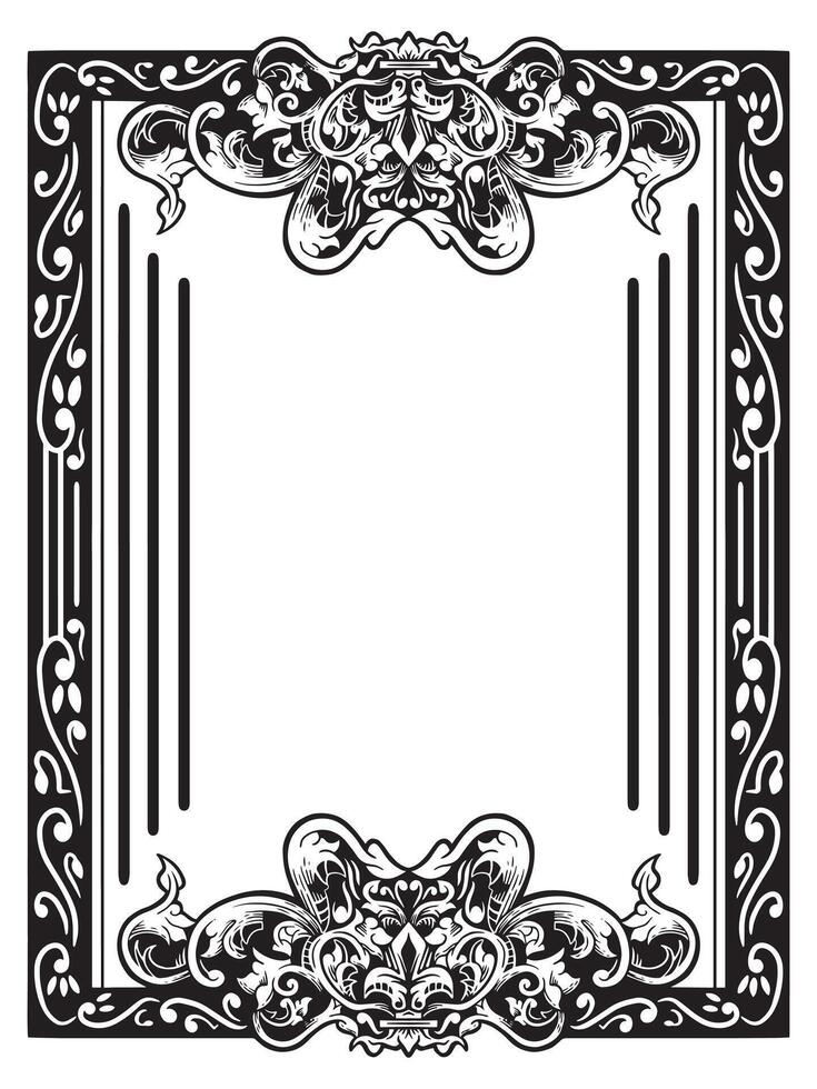 Engraved Ornamental Frame in Monochrome vector