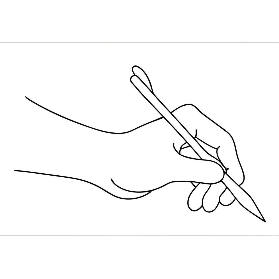 Hand Holding Pencil Drawing Sketching Writing Artistic Concept Outline Line Art vector