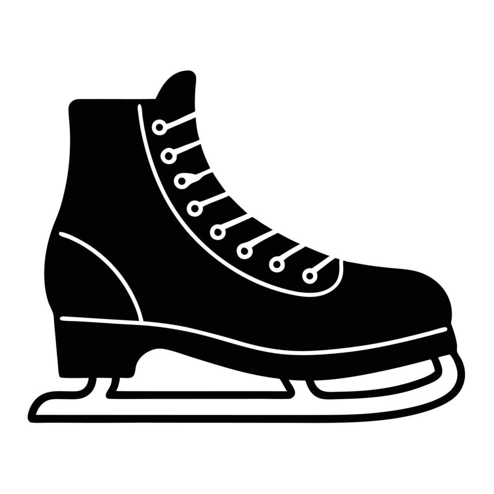 Single Ice Skate Black And White Silhouette For Winter Sports And Activities vector