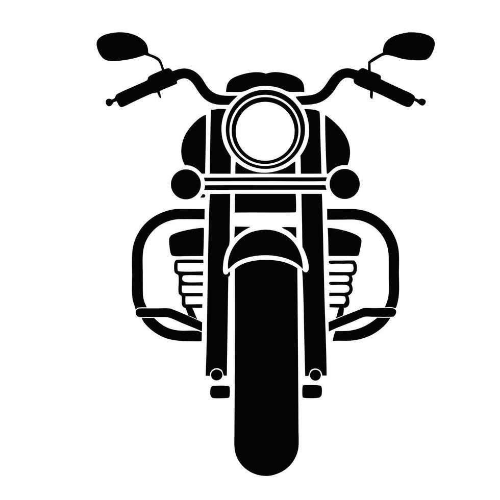 Front View Of Black And White Classic Motorcycle Graphic Illustration vector