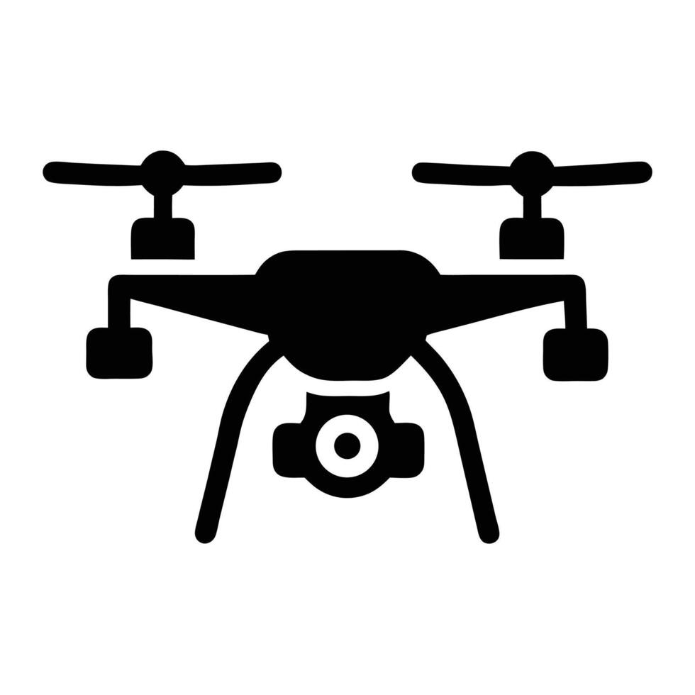 Drone Illustration Aerial Vehicle Unmanned Aircraft System Black Silhouette Icon vector