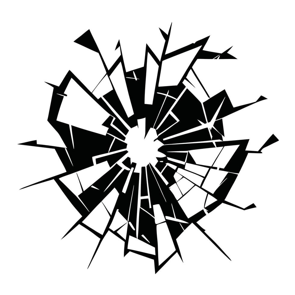 Shattered Glass Illustration With Splintered Edges And Central Hole Graphic vector