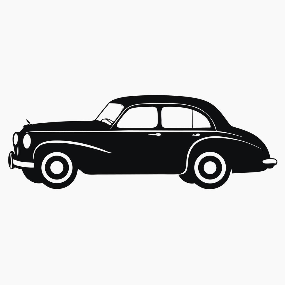 Elegant Black Classic Car Illustration Side View Automobile Icon vector