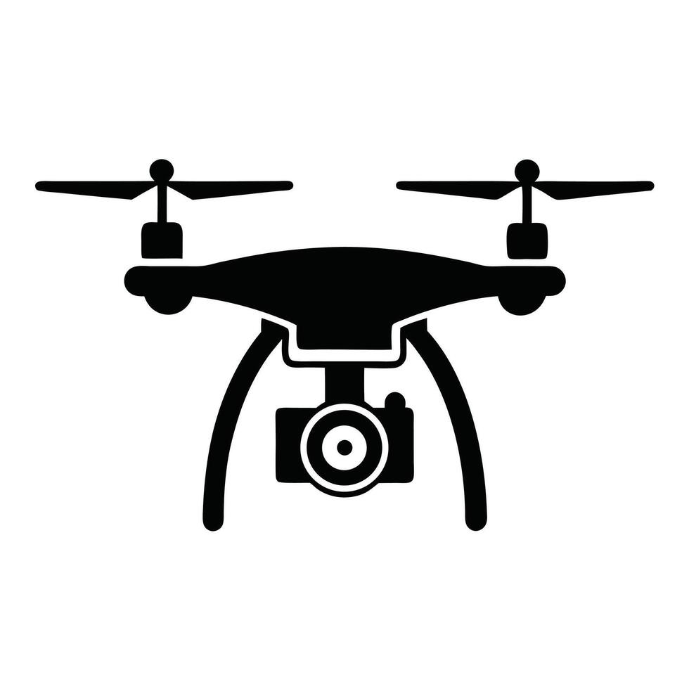 Drone Silhouette With Camera Modern Aviation Technology Icon Concept vector