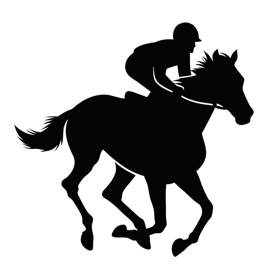 Silhouette Of A Horse And Jockey Racing Isolated On White Background vector