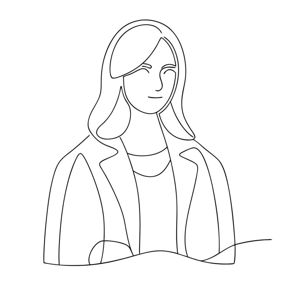 Elegant Woman In Blazer Continuous Line Drawing Fashion And Simplicity vector