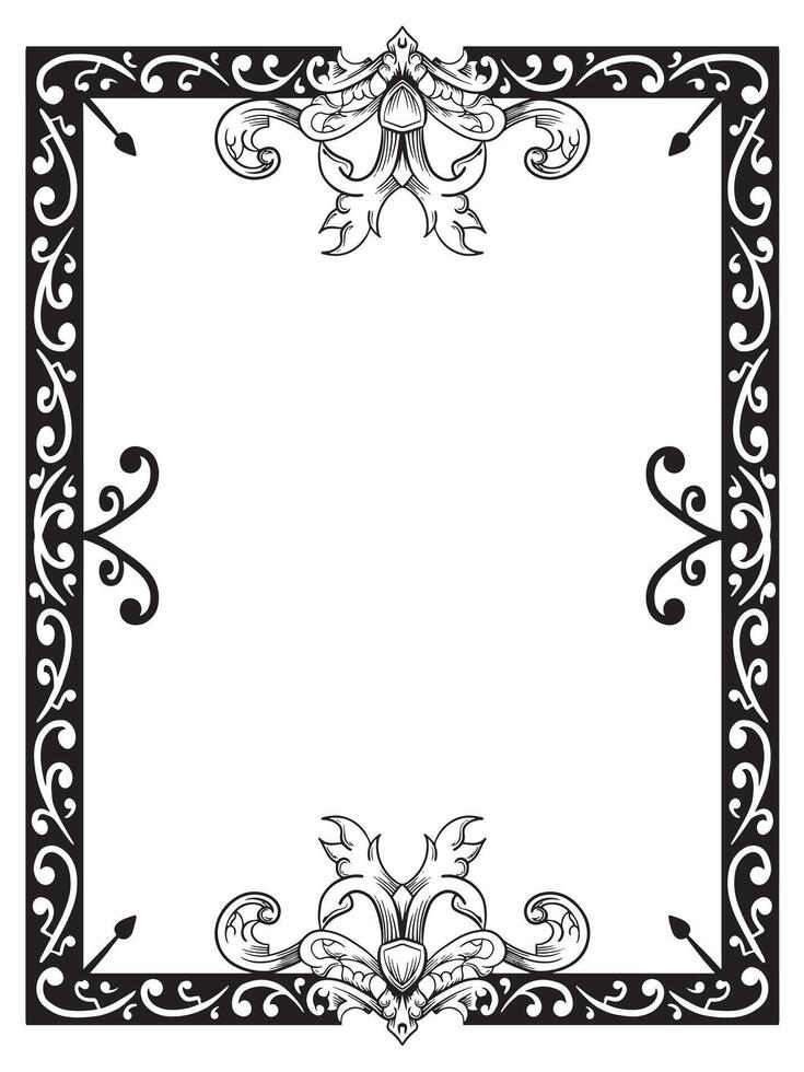 Black and White Border with Ornamental Touch vector