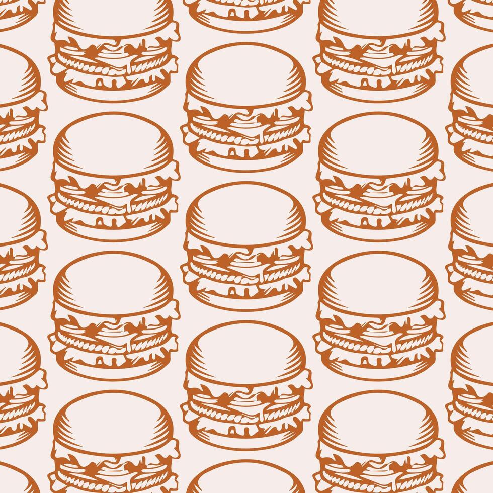 Simple Burger Outline Seamless Texture vector
