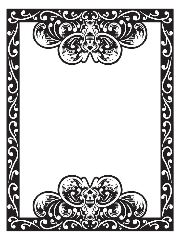 Frame with Curved Scrollwork in Black Ink vector