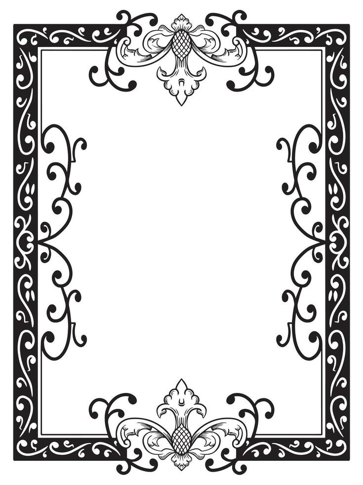 Black and White Ornamental Frame Outline vector