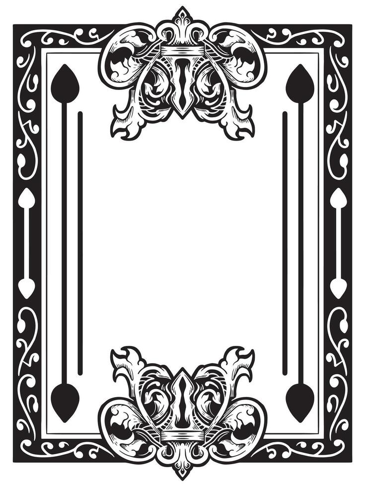 Floral Ornamental Frame in Outline Style vector