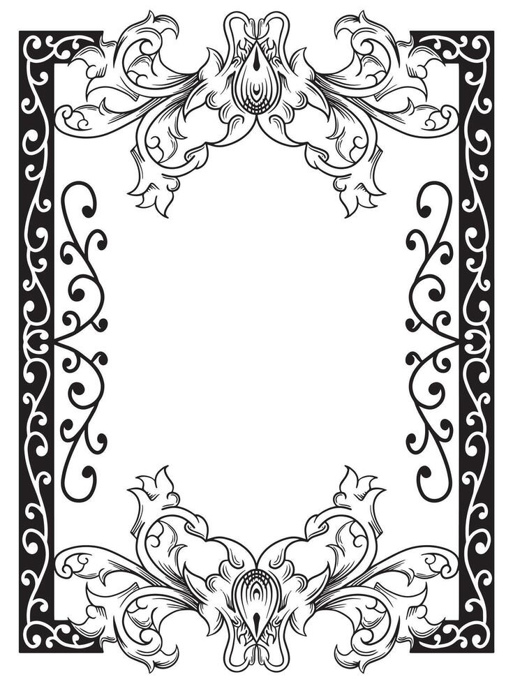 Baroque Ornamental Frame Outline Design vector