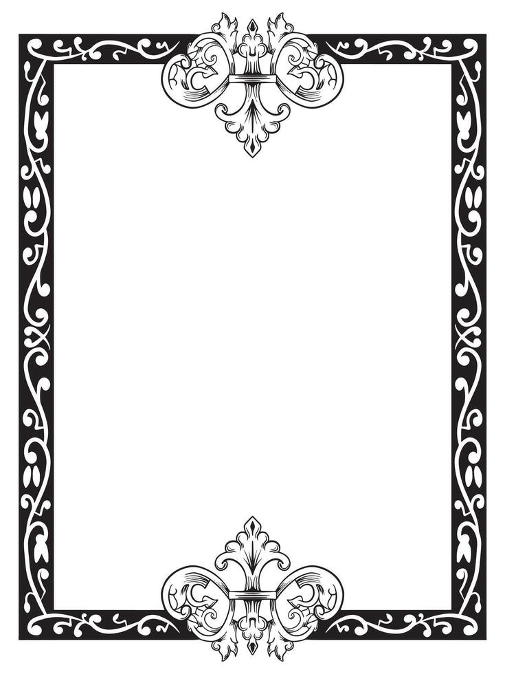 Elegant Thin Frame Outline with Scrollwork vector