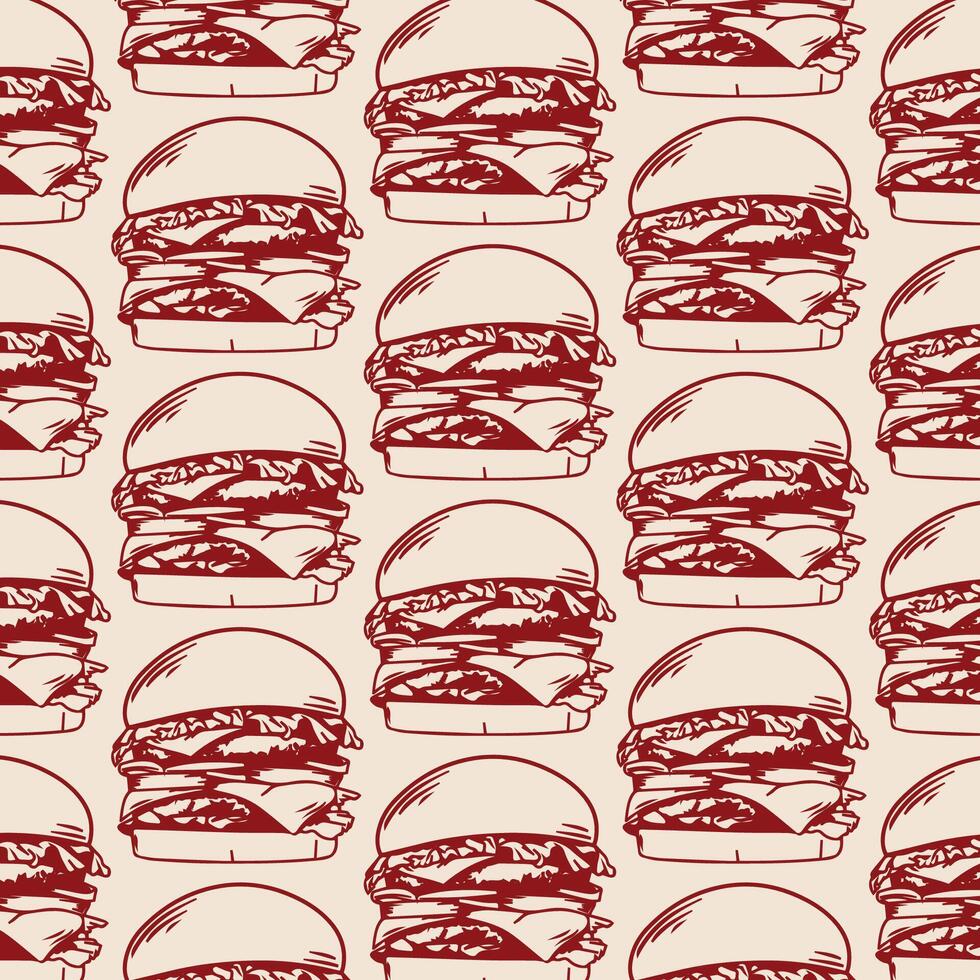 Cute Hamburger Seamless Pattern for Prints vector