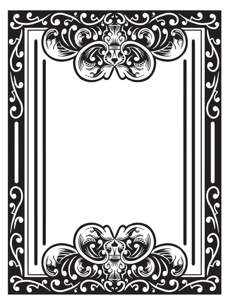 Floral Scrollwork Outline Frame Design vector