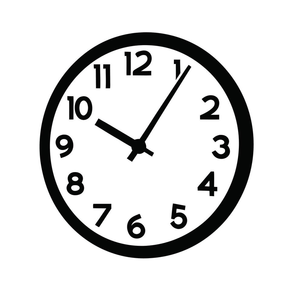 Wall Clock Indicating Time Illustration Minimalist Black And White Design vector