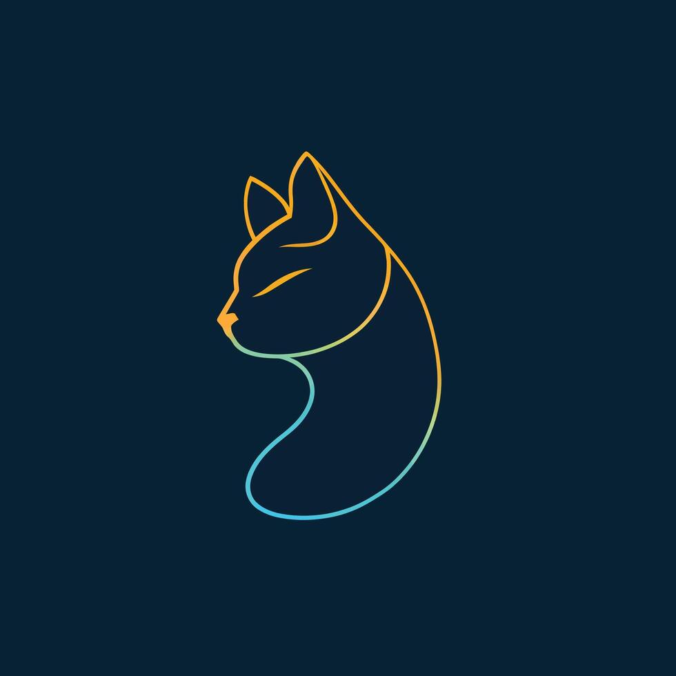 a cat head with a line drawing of the cat's face vector