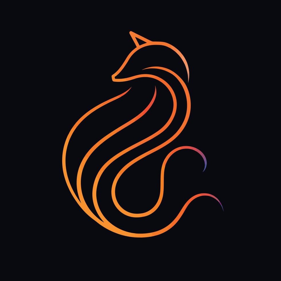 a fox logo with a long tail vector